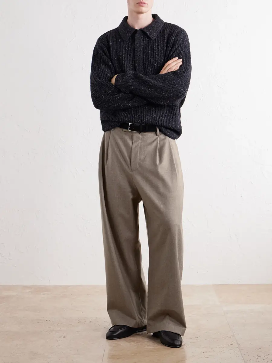 A Kind Of Guise Yesa Wide-Leg Pleated Mélange Virgin Wool-Twill Trousers - Men | Thumbnail 2 A Kind Of Guise Yesa Wide-Leg Pleated Mélange Virgin Wool-Twill Trousers - Men | Thumbnail 2