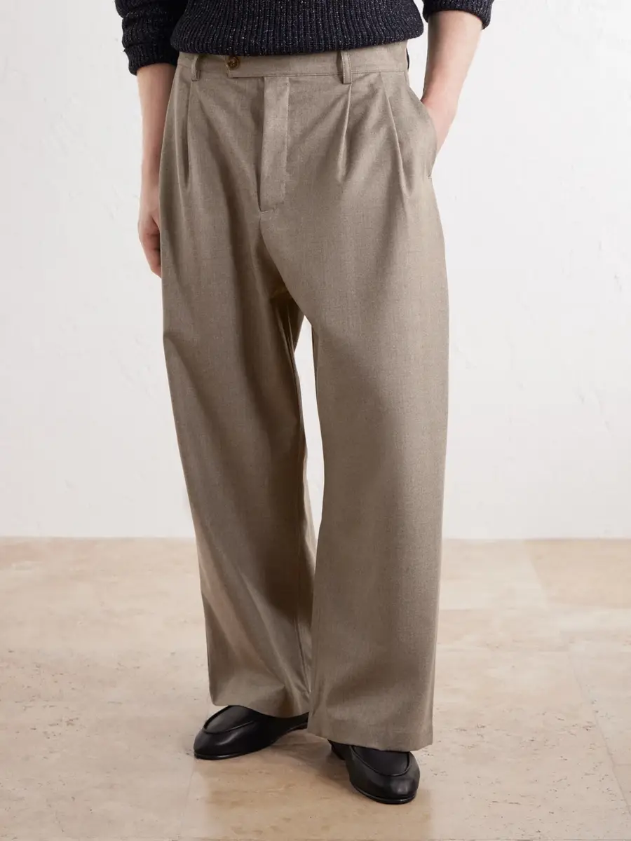 A Kind Of Guise Yesa Wide-Leg Pleated Mélange Virgin Wool-Twill Trousers - Men | Thumbnail 3 A Kind Of Guise Yesa Wide-Leg Pleated Mélange Virgin Wool-Twill Trousers - Men | Thumbnail 3