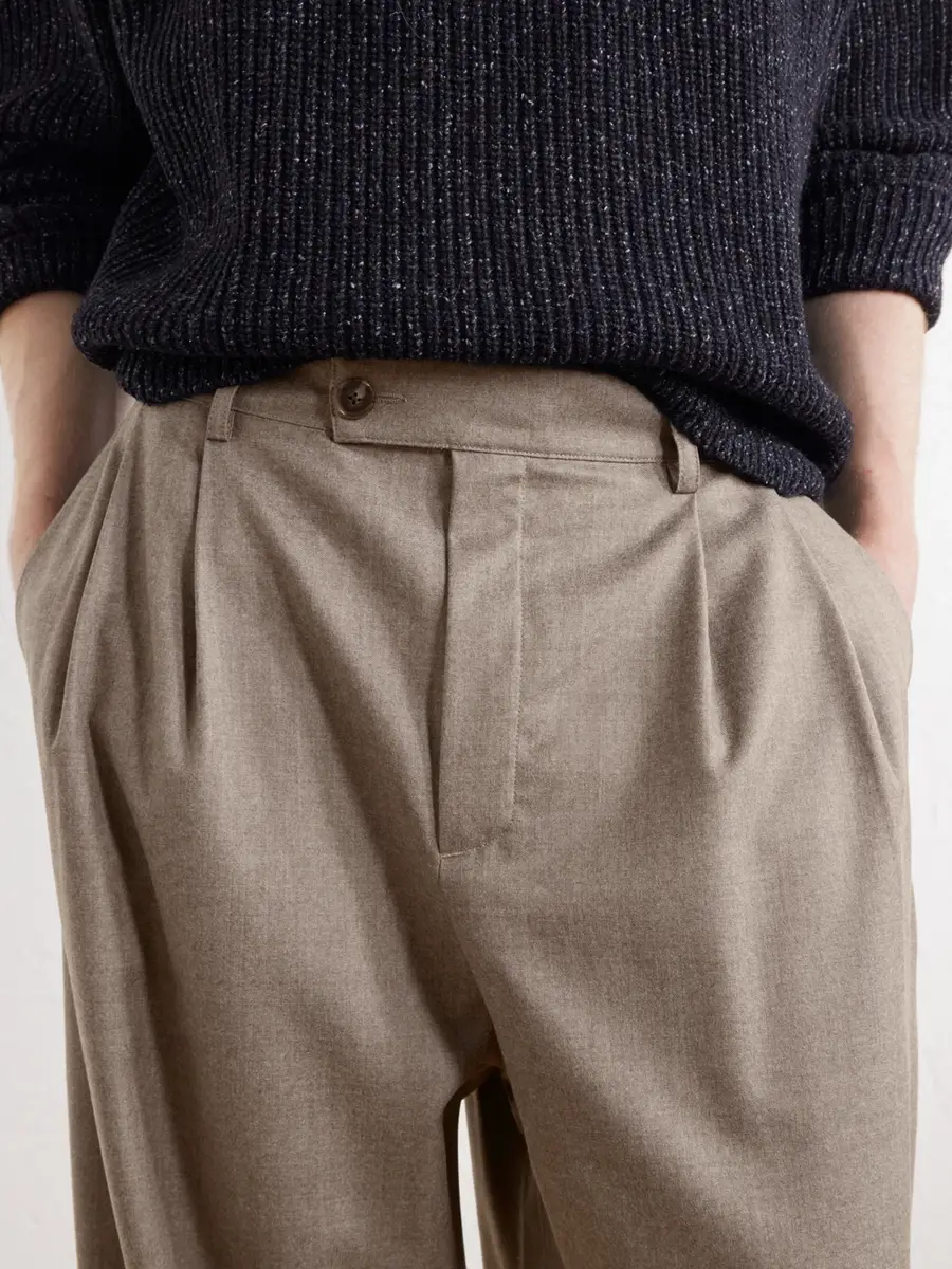 A Kind Of Guise Yesa Wide-Leg Pleated Mélange Virgin Wool-Twill Trousers - Men | Thumbnail 5 A Kind Of Guise Yesa Wide-Leg Pleated Mélange Virgin Wool-Twill Trousers - Men | Thumbnail 5