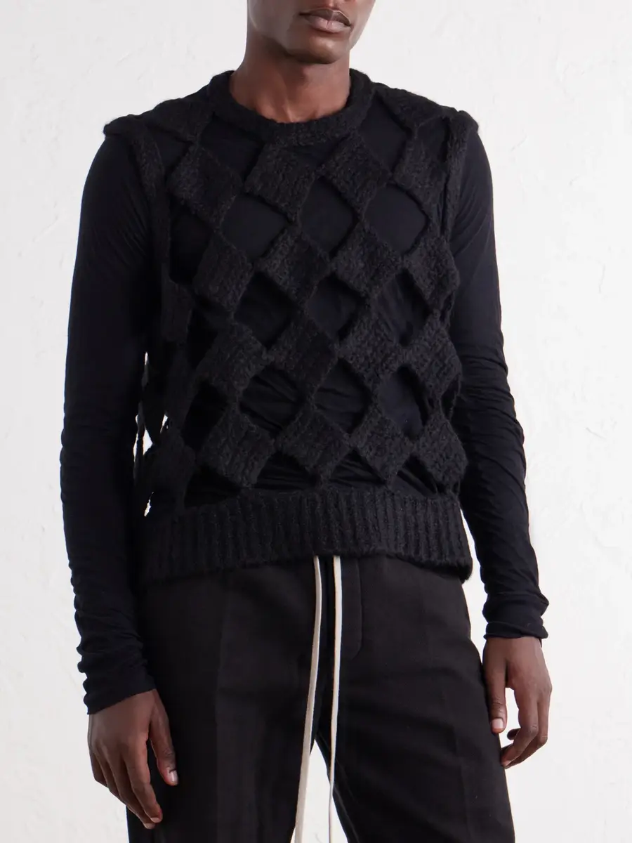 Rick Owens Macramé Cashmere and Silk-Blend Sweater Vest - Men | Thumbnail 3
