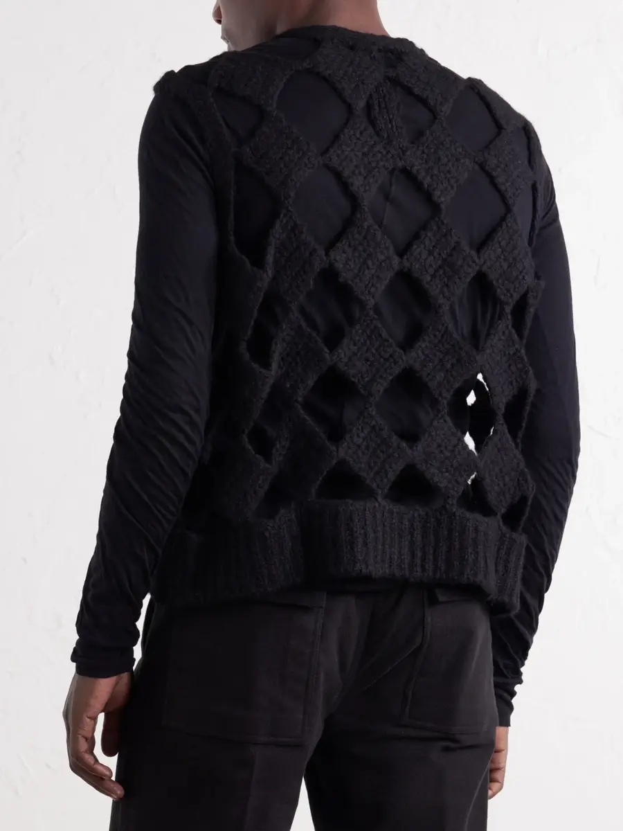 Rick Owens Macramé Cashmere and Silk-Blend Sweater Vest - Men | Thumbnail 4