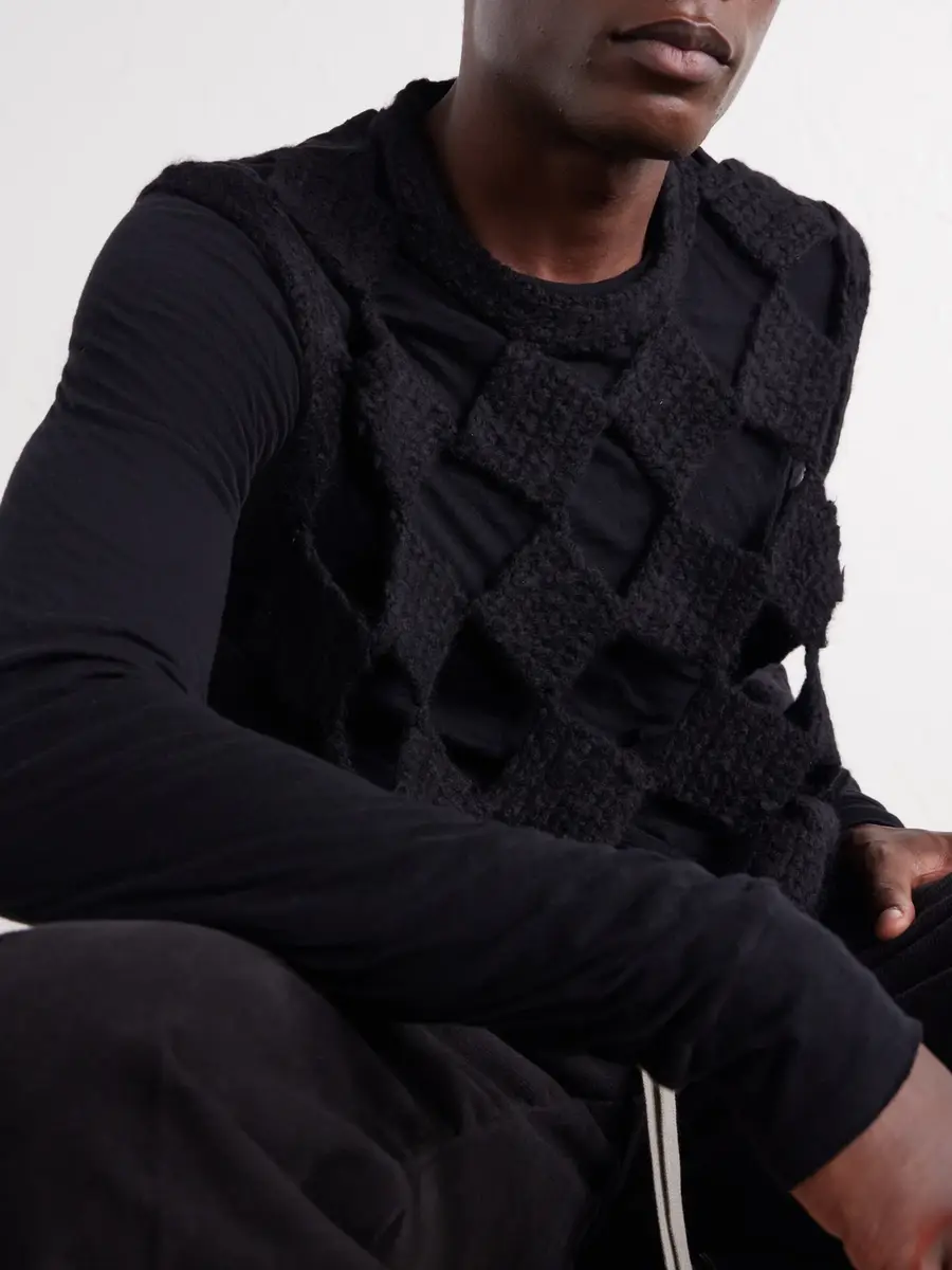 Rick Owens Macramé Cashmere and Silk-Blend Sweater Vest - Men | Thumbnail 5