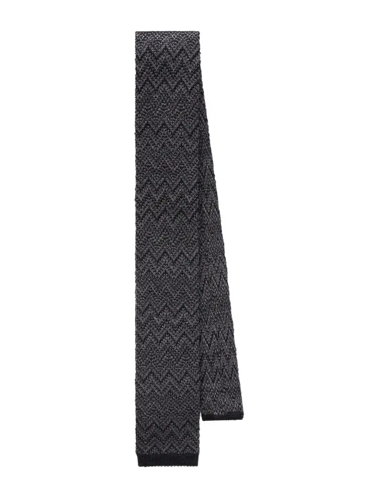 Striped Crochet-Knit Wool And Silk-Blend Tie - Men Striped Crochet-Knit Wool And Silk-Blend Tie - Men