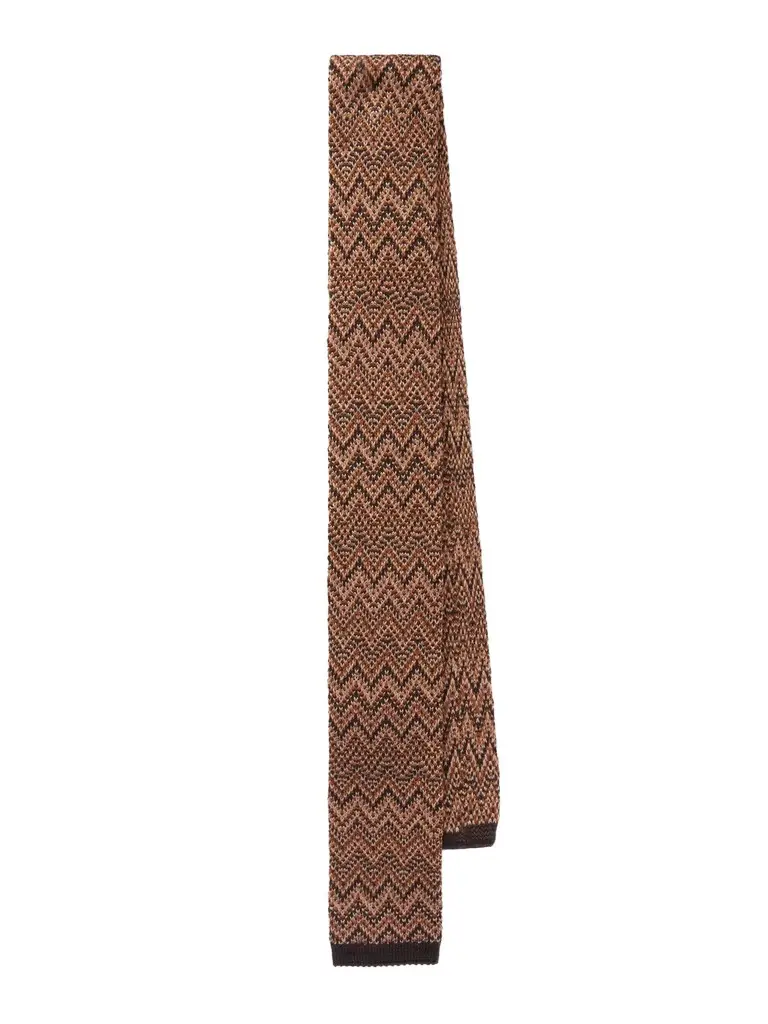 Striped Crochet-Knit Wool And Silk-Blend Tie - Men Striped Crochet-Knit Wool And Silk-Blend Tie - Men