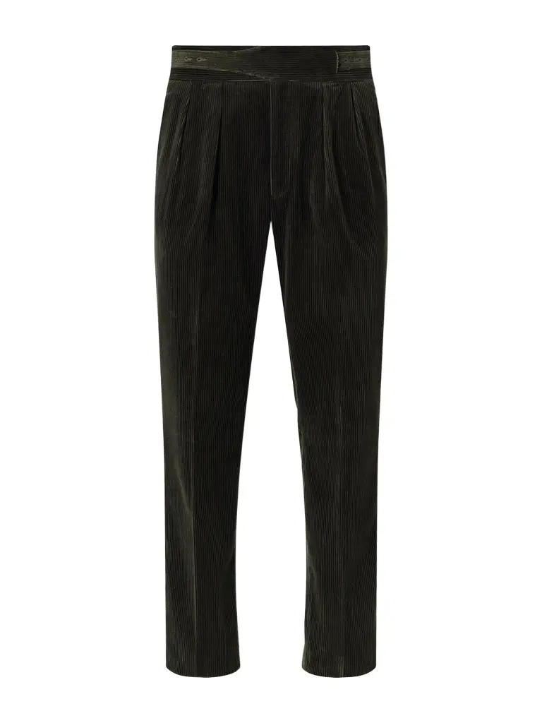 Rubinacci Manny Tapered Pleated Cotton-Corduroy Suit Trousers - Men