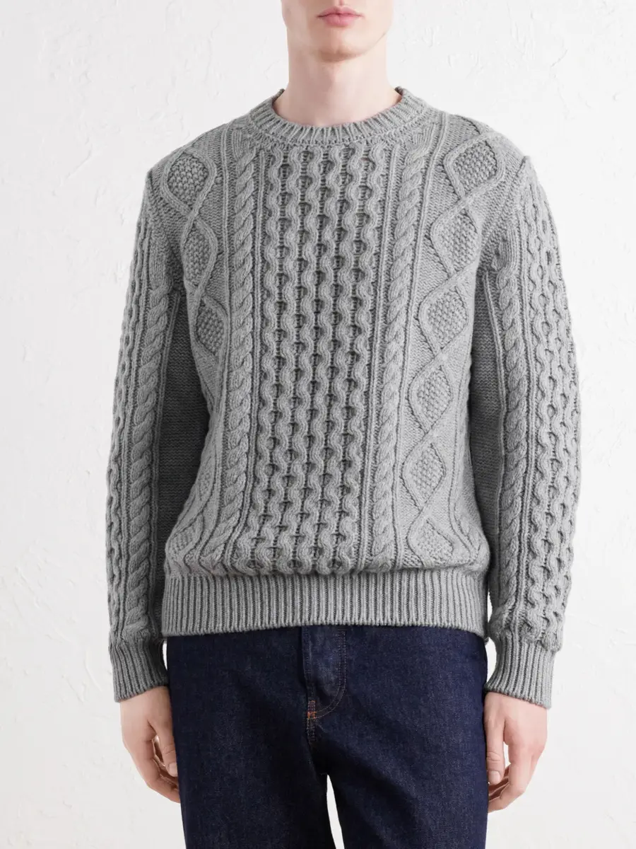 Anderson & Sheppard Aran Cable-Knit Wool and Cashmere-Blend Sweater - Men | Thumbnail 3 Anderson & Sheppard Aran Cable-Knit Wool and Cashmere-Blend Sweater - Men | Thumbnail 3