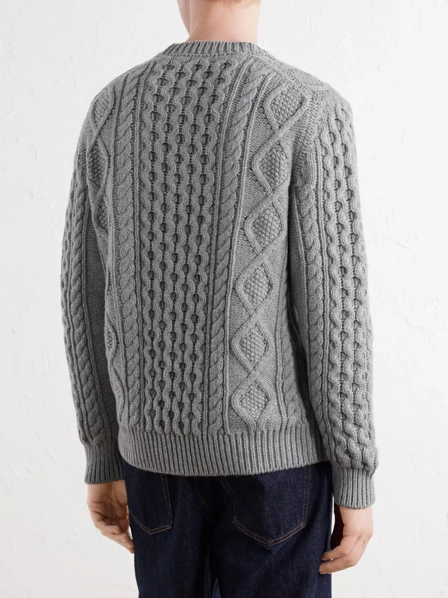 Anderson & Sheppard Aran Cable-Knit Wool and Cashmere-Blend Sweater - Men | Thumbnail 4 Anderson & Sheppard Aran Cable-Knit Wool and Cashmere-Blend Sweater - Men | Thumbnail 4