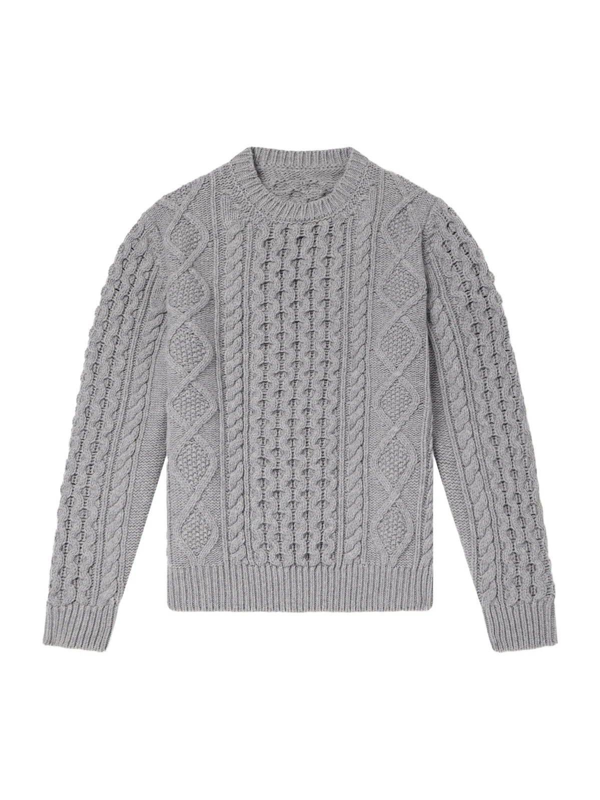 Anderson & Sheppard Aran Cable-Knit Wool and Cashmere-Blend Sweater - Men