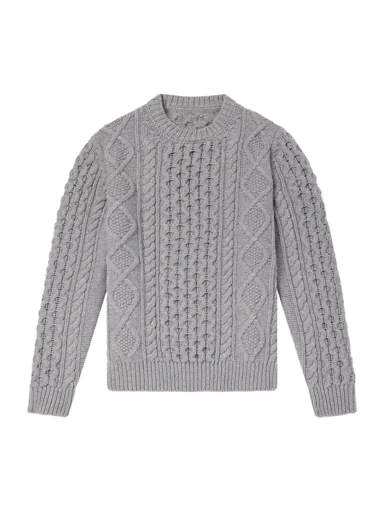 Anderson & Sheppard Aran Cable-Knit Wool and Cashmere-Blend Sweater - Men