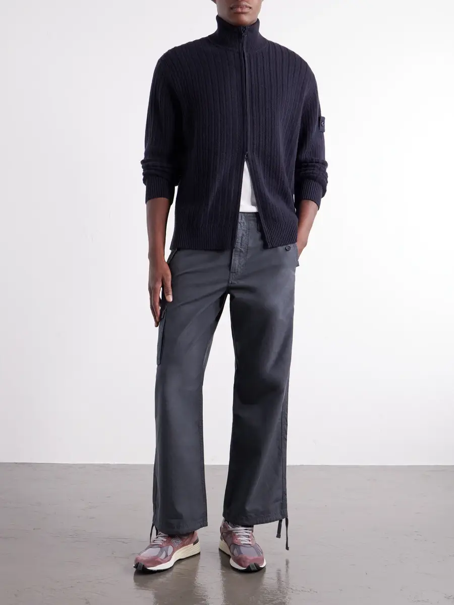 Stone Island STONE ISLAND GHOST Ribbed Wool and Cashmere-Blend Zip-Up Cardigan - Men | Thumbnail 2