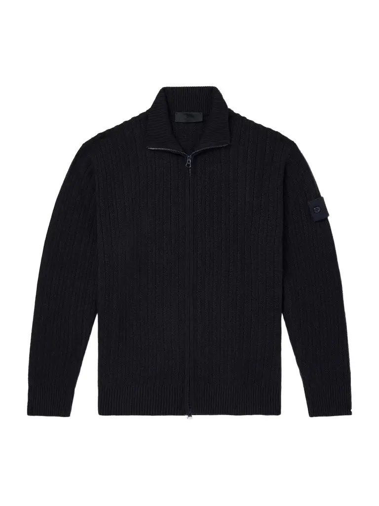 STONE ISLAND GHOST Ribbed Wool and Cashmere-Blend Zip-Up Cardigan - Men STONE ISLAND GHOST Ribbed Wool and Cashmere-Blend Zip-Up Cardigan - Men