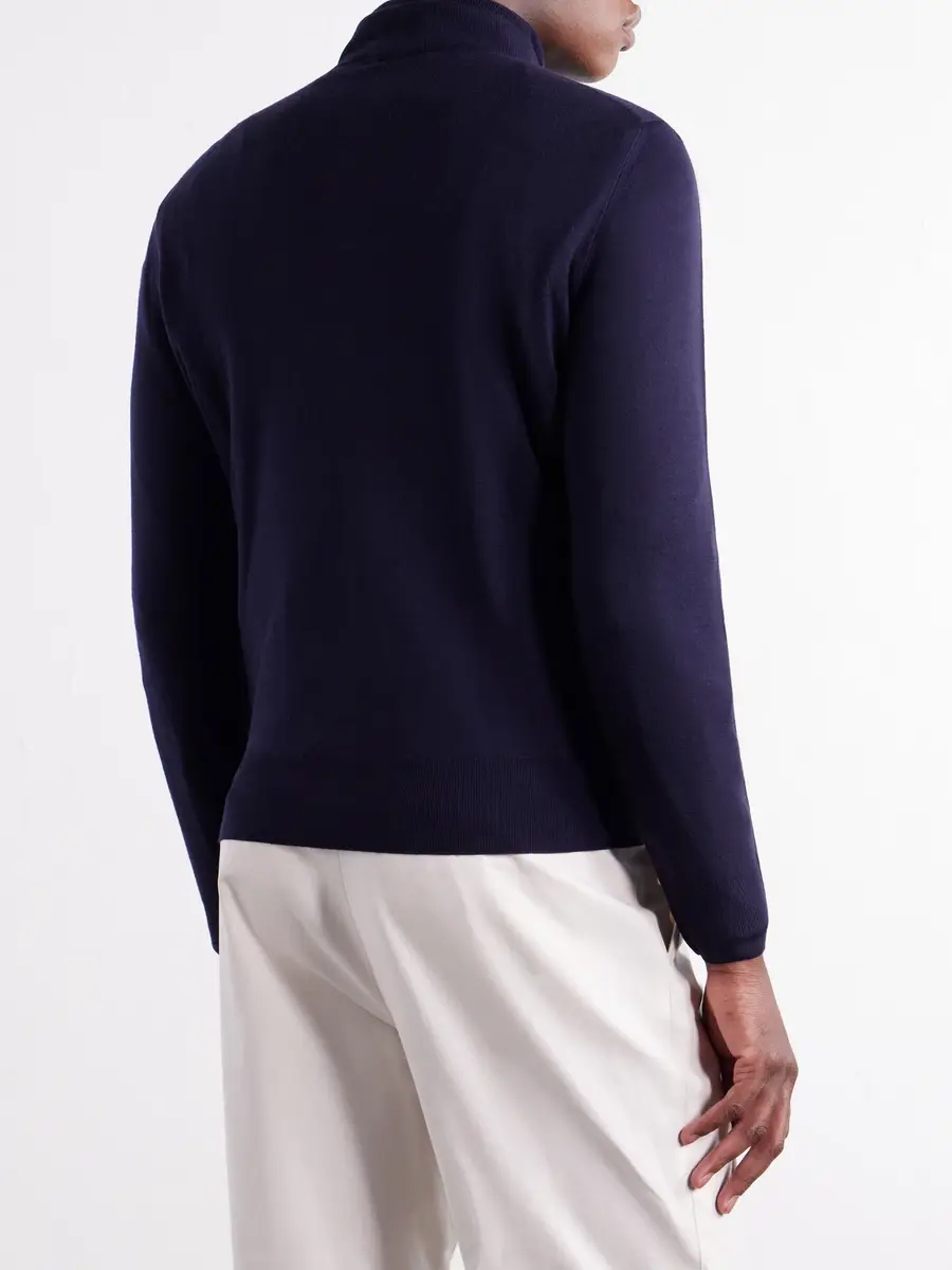 Canali Rib-Trimmed Wool Half-Zip Sweater - Men | Thumbnail 4