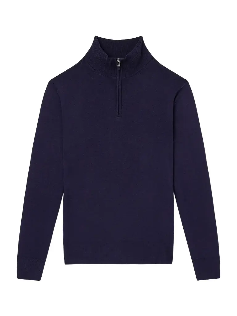 Rib-Trimmed Wool Half-Zip Sweater - Men
