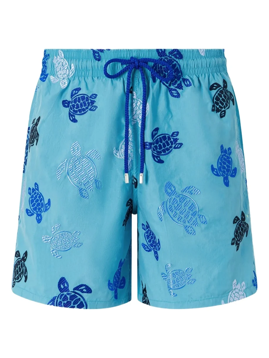 Vilebrequin Mistral Straight-Leg Mid-Length Embroidered Recycled Swim Shorts - Men