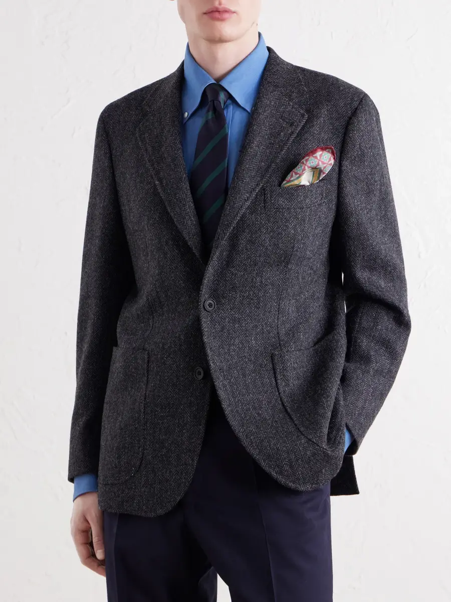 Rubinacci Herringbone Virgin Wool Blazer - Men | Thumbnail 3