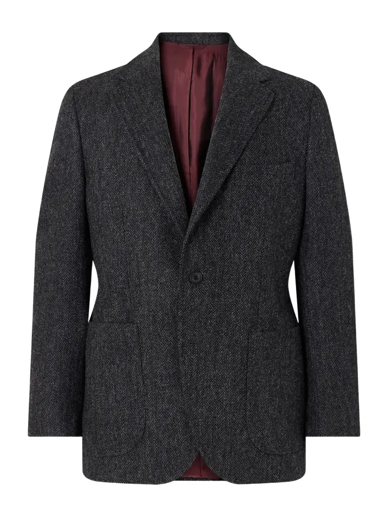 Herringbone Virgin Wool Blazer - Men Herringbone Virgin Wool Blazer - Men