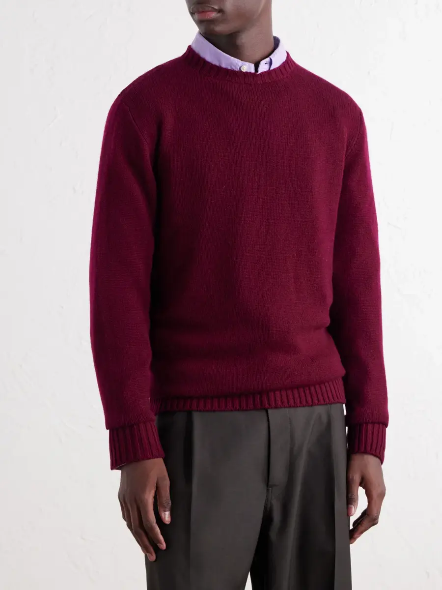 Anderson & Sheppard Super Soft Rib-Trimmed Cashmere Sweater - Men | Thumbnail 3 Anderson & Sheppard Super Soft Rib-Trimmed Cashmere Sweater - Men | Thumbnail 3