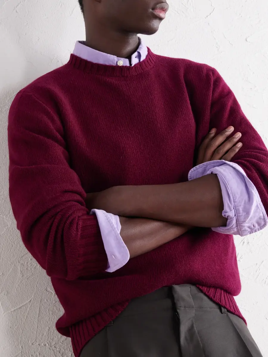 Anderson & Sheppard Super Soft Rib-Trimmed Cashmere Sweater - Men | Thumbnail 5 Anderson & Sheppard Super Soft Rib-Trimmed Cashmere Sweater - Men | Thumbnail 5