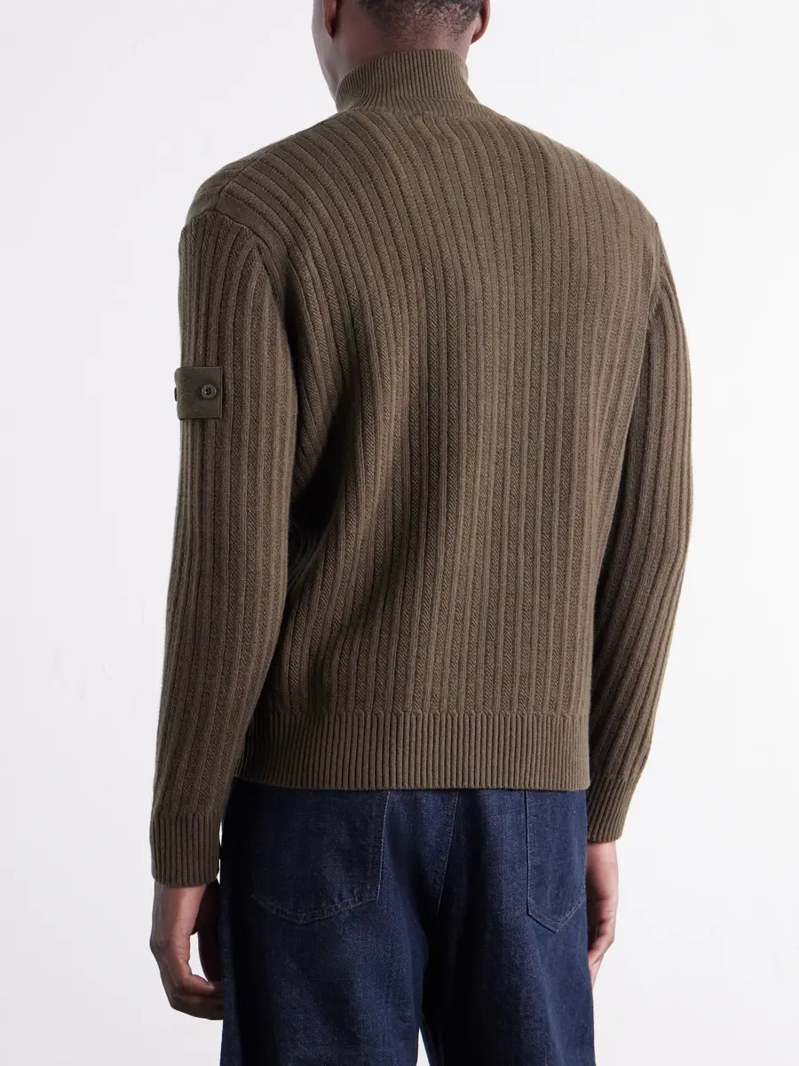 Stone Island STONE ISLAND GHOST Ribbed Wool and Cashmere-Blend Zip-Up Cardigan - Men | Thumbnail 4 Stone Island STONE ISLAND GHOST Ribbed Wool and Cashmere-Blend Zip-Up Cardigan - Men | Thumbnail 4
