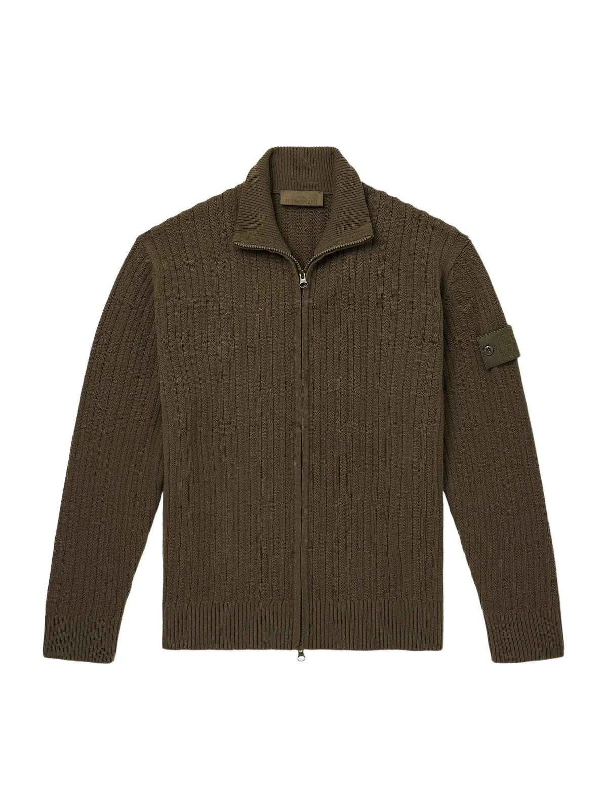 Stone Island GHOST Ribbed Wool and Cashmere-Blend Zip-Up Cardigan - Men