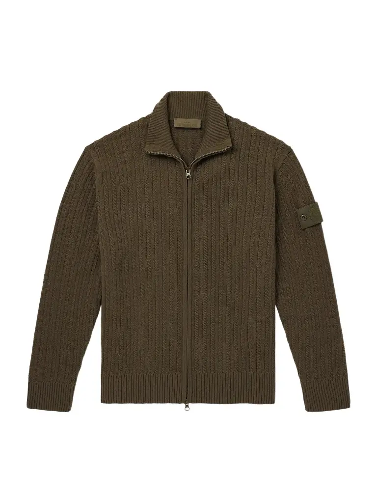 Stone Island STONE ISLAND GHOST Ribbed Wool and Cashmere-Blend Zip-Up Cardigan - Men