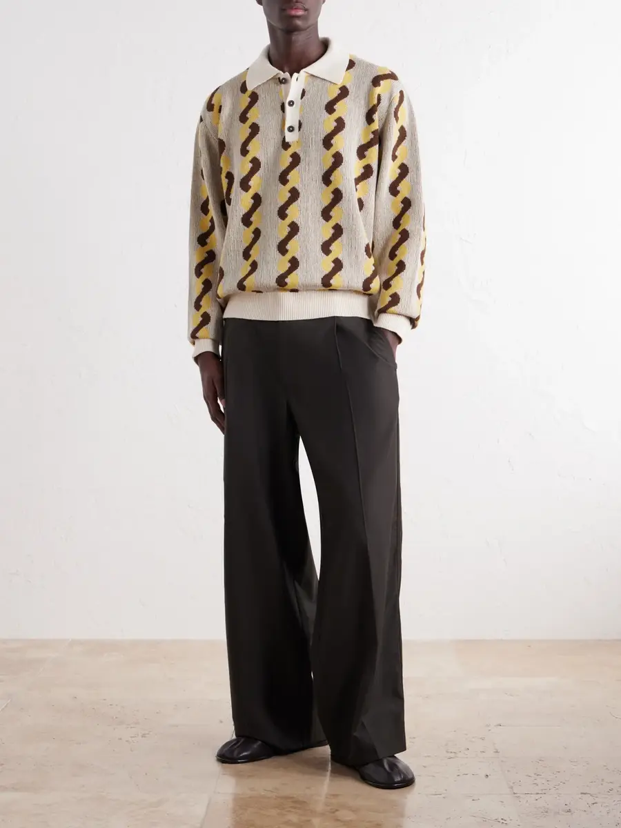 BODE Lasso Jacquard-Knit Cotton, Alpaca and Merino Wool-Blend Polo Sweater - Men | Thumbnail 2 BODE Lasso Jacquard-Knit Cotton, Alpaca and Merino Wool-Blend Polo Sweater - Men | Thumbnail 2