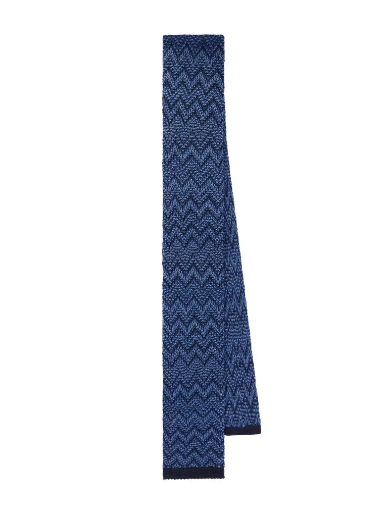 Striped Crochet-Knit Wool And Silk-Blend Tie - Men Striped Crochet-Knit Wool And Silk-Blend Tie - Men