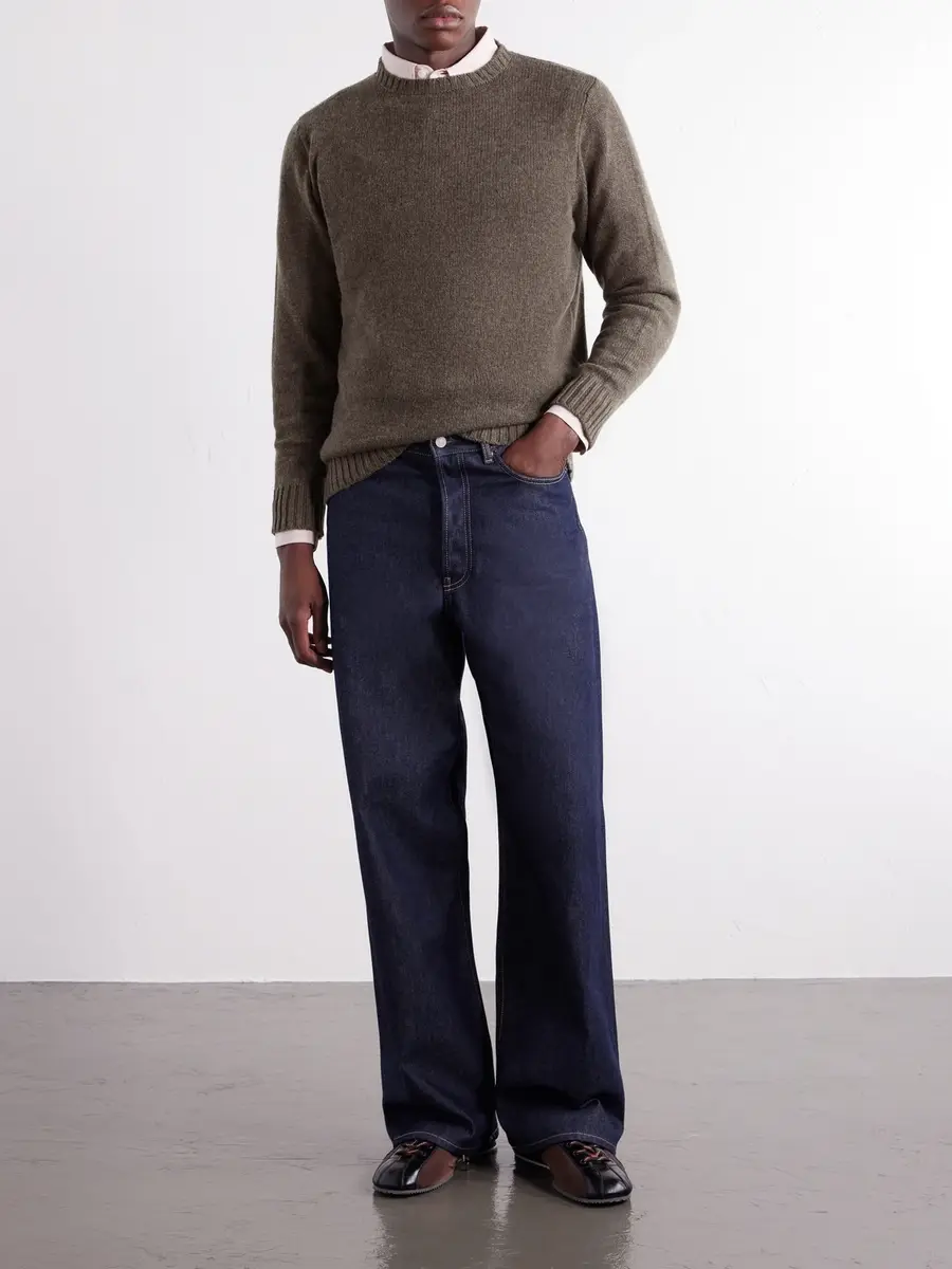 Anderson & Sheppard Super Soft Rib-Trimmed Cashmere Sweater - Men | Thumbnail 2 Anderson & Sheppard Super Soft Rib-Trimmed Cashmere Sweater - Men | Thumbnail 2
