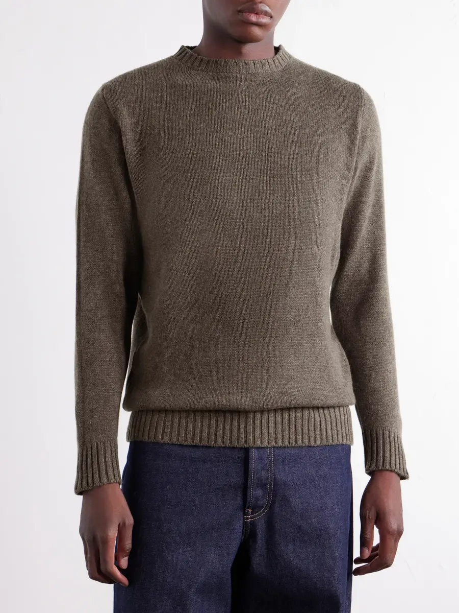 Anderson & Sheppard Super Soft Rib-Trimmed Cashmere Sweater - Men | Thumbnail 3 Anderson & Sheppard Super Soft Rib-Trimmed Cashmere Sweater - Men | Thumbnail 3