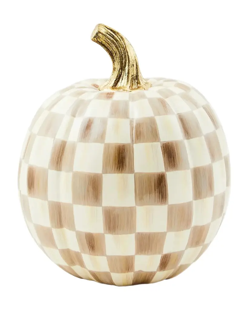Mocha Check Small Pumpkin, 10" Mocha Check Small Pumpkin, 10"