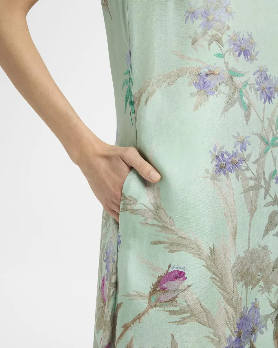 La DoubleJ Floral Feather-Trim Maxi Swing Dress | Thumbnail 5 La DoubleJ Floral Feather-Trim Maxi Swing Dress | Thumbnail 5