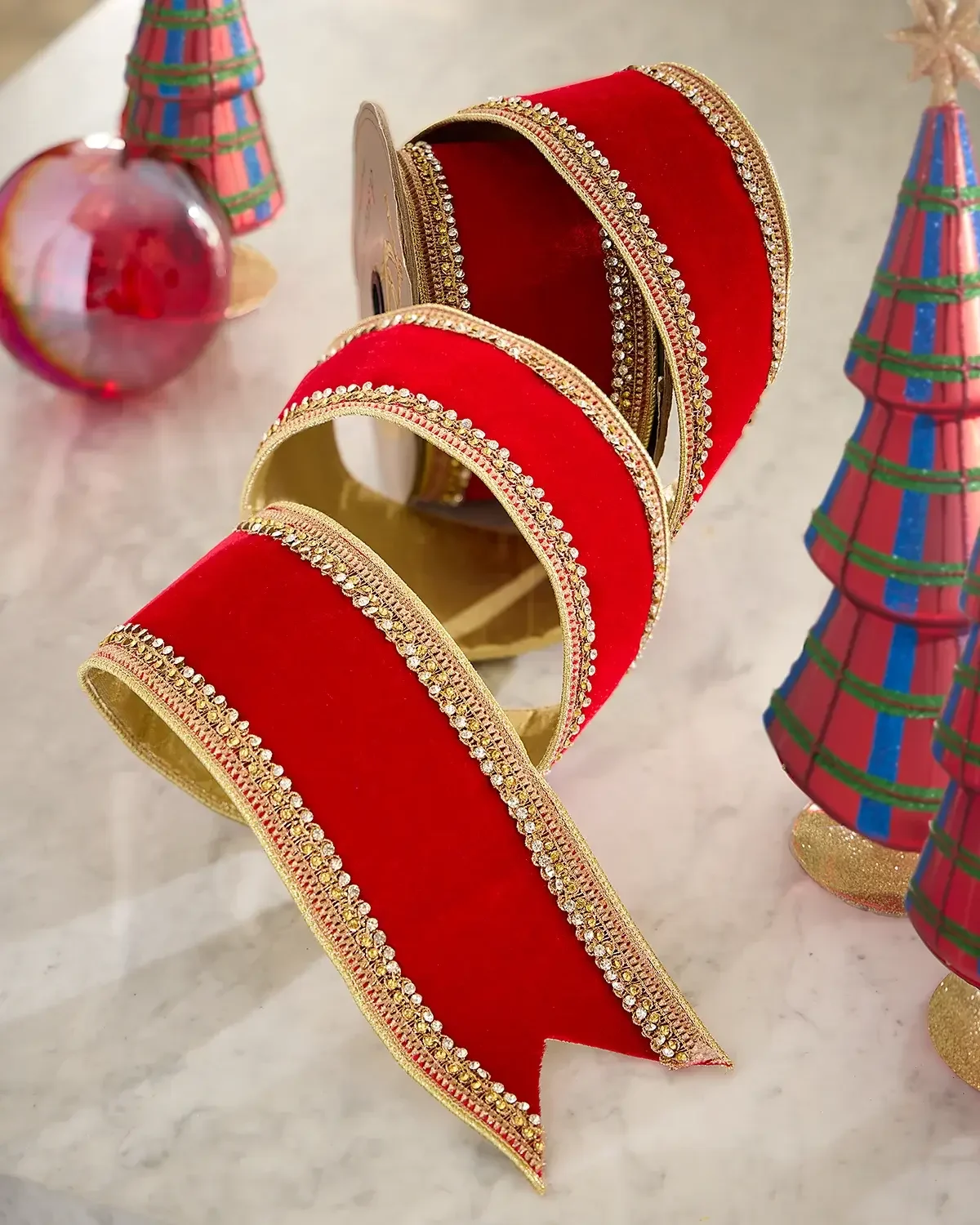 D. Stevens Jewel Countess Trimmed Velvet Ribbon, 4"W x 5 Yards