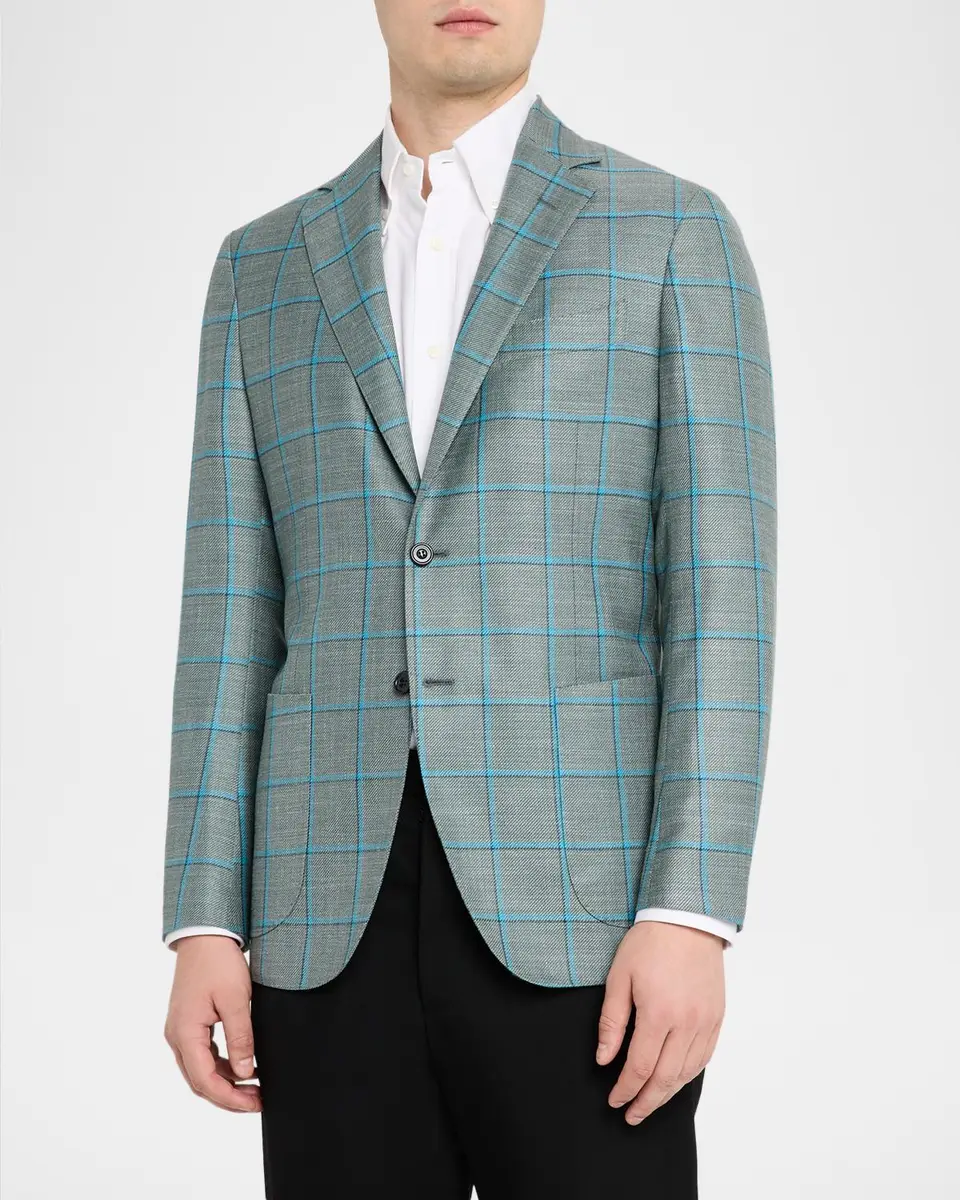 Sartorio Men's Wool and Silk Windowpane Check Sport Coat | Thumbnail 4 Sartorio Men's Wool and Silk Windowpane Check Sport Coat | Thumbnail 4