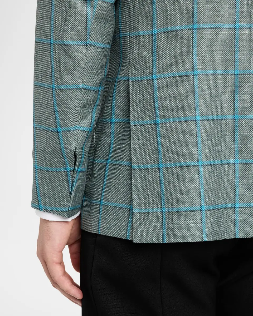 Sartorio Men's Wool and Silk Windowpane Check Sport Coat | Thumbnail 8 Sartorio Men's Wool and Silk Windowpane Check Sport Coat | Thumbnail 8