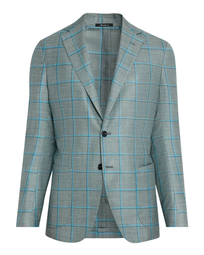 Sartorio Men's Wool and Silk Windowpane Check Sport Coat