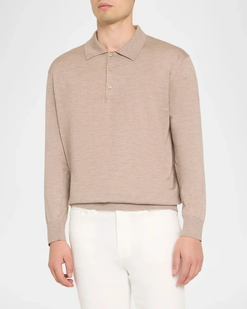 Brioni Men's Cashmere-Silk Polo Sweater | Thumbnail 4 Brioni Men's Cashmere-Silk Polo Sweater | Thumbnail 4