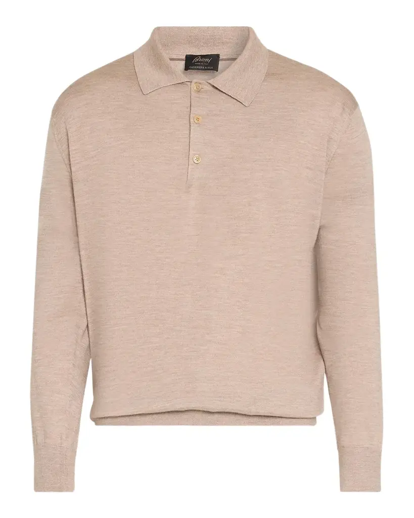 Brioni Men's Cashmere-Silk Polo Sweater