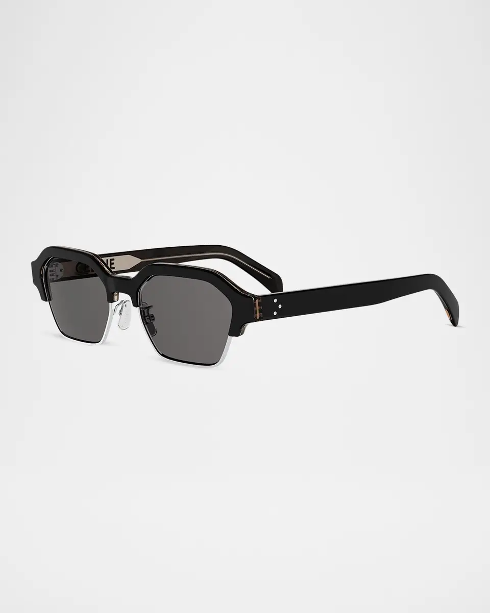 Celine Men's Acetate and Nylon Geometric Combi Sunglasses | Thumbnail 2 Celine Men's Acetate and Nylon Geometric Combi Sunglasses | Thumbnail 2