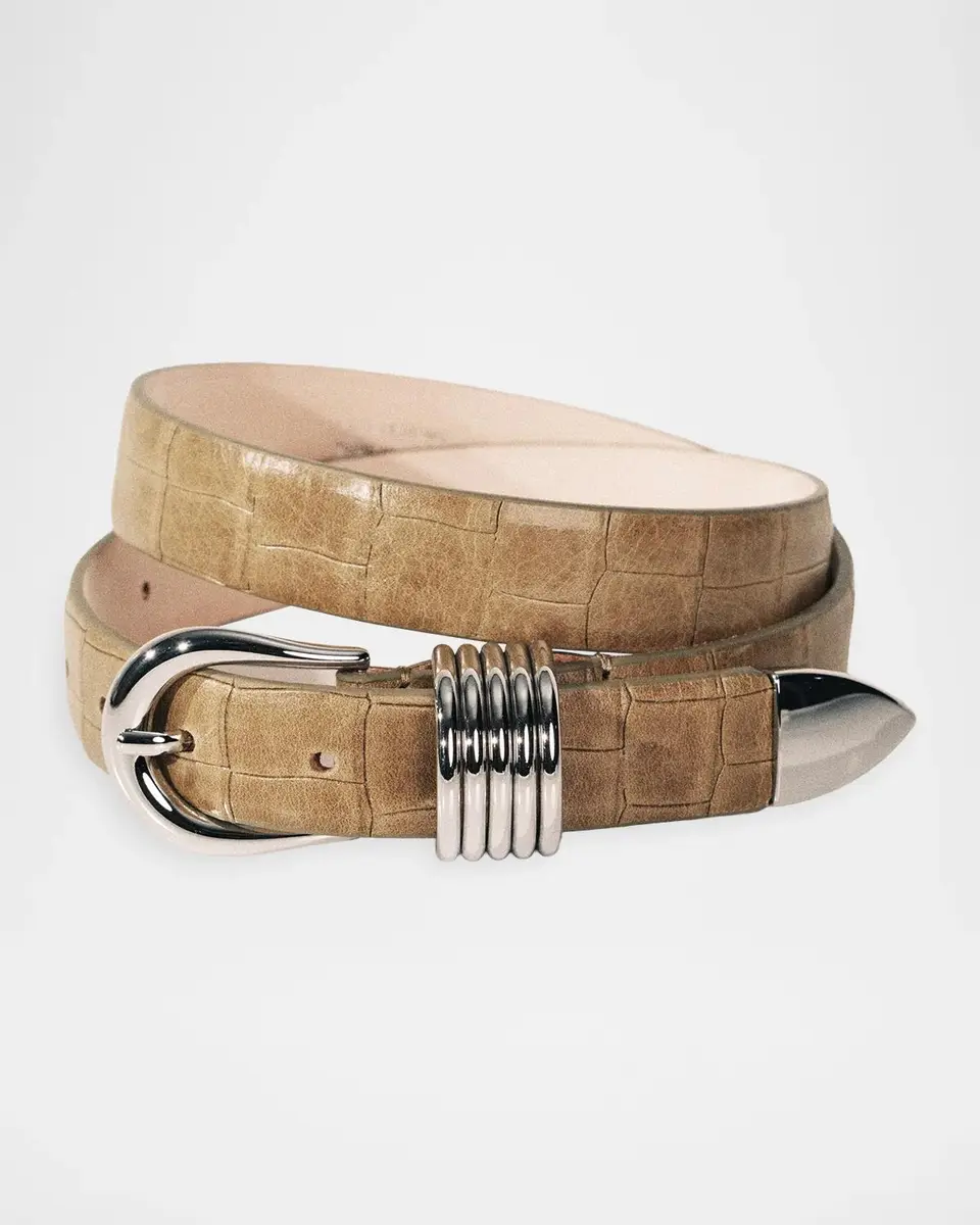 Déhanche Hollyhock Alligator-Embossed Leather Belt | Thumbnail 2 Déhanche Hollyhock Alligator-Embossed Leather Belt | Thumbnail 2