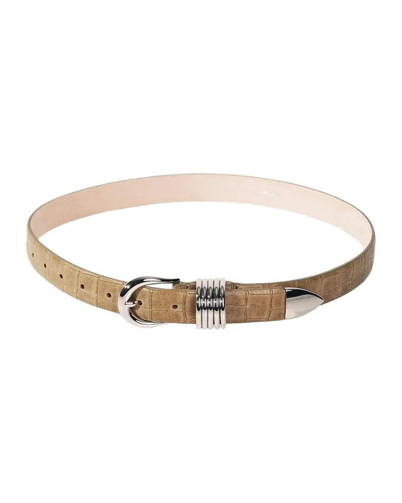 Hollyhock Alligator-Embossed Leather Belt Hollyhock Alligator-Embossed Leather Belt