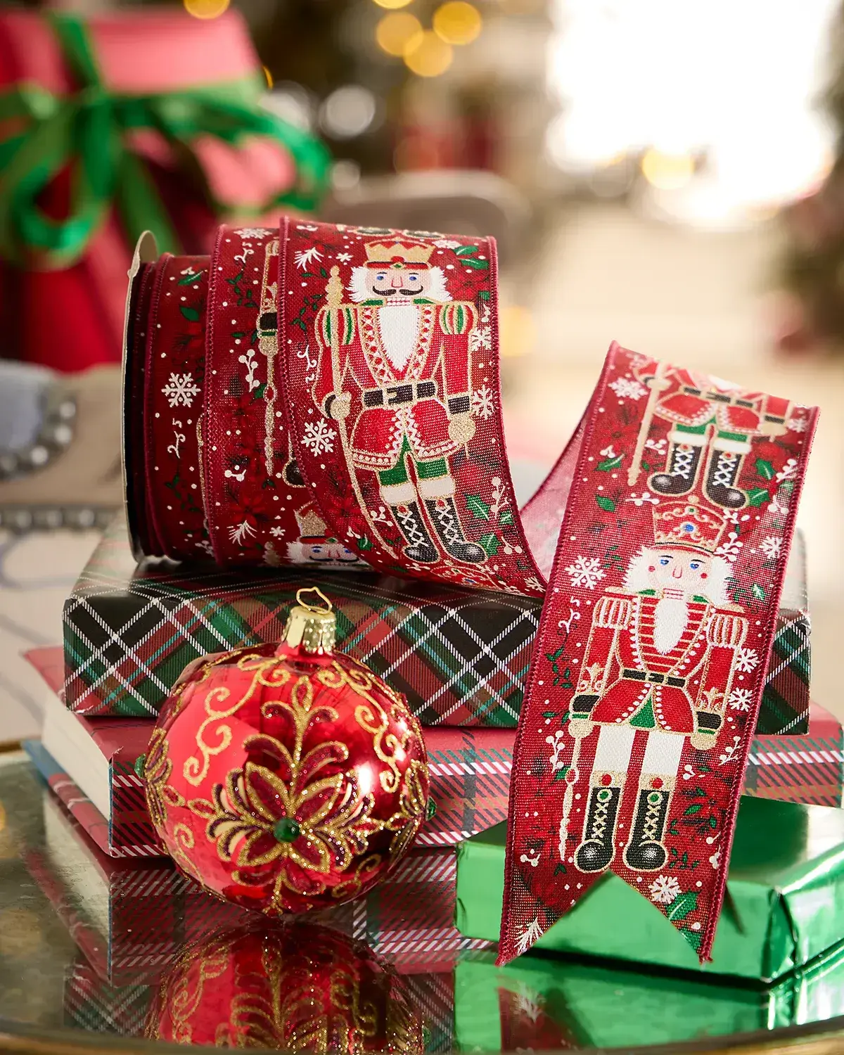 D. Stevens Nutcracker Traditional Linen Ribbon, 4" x 10 yards