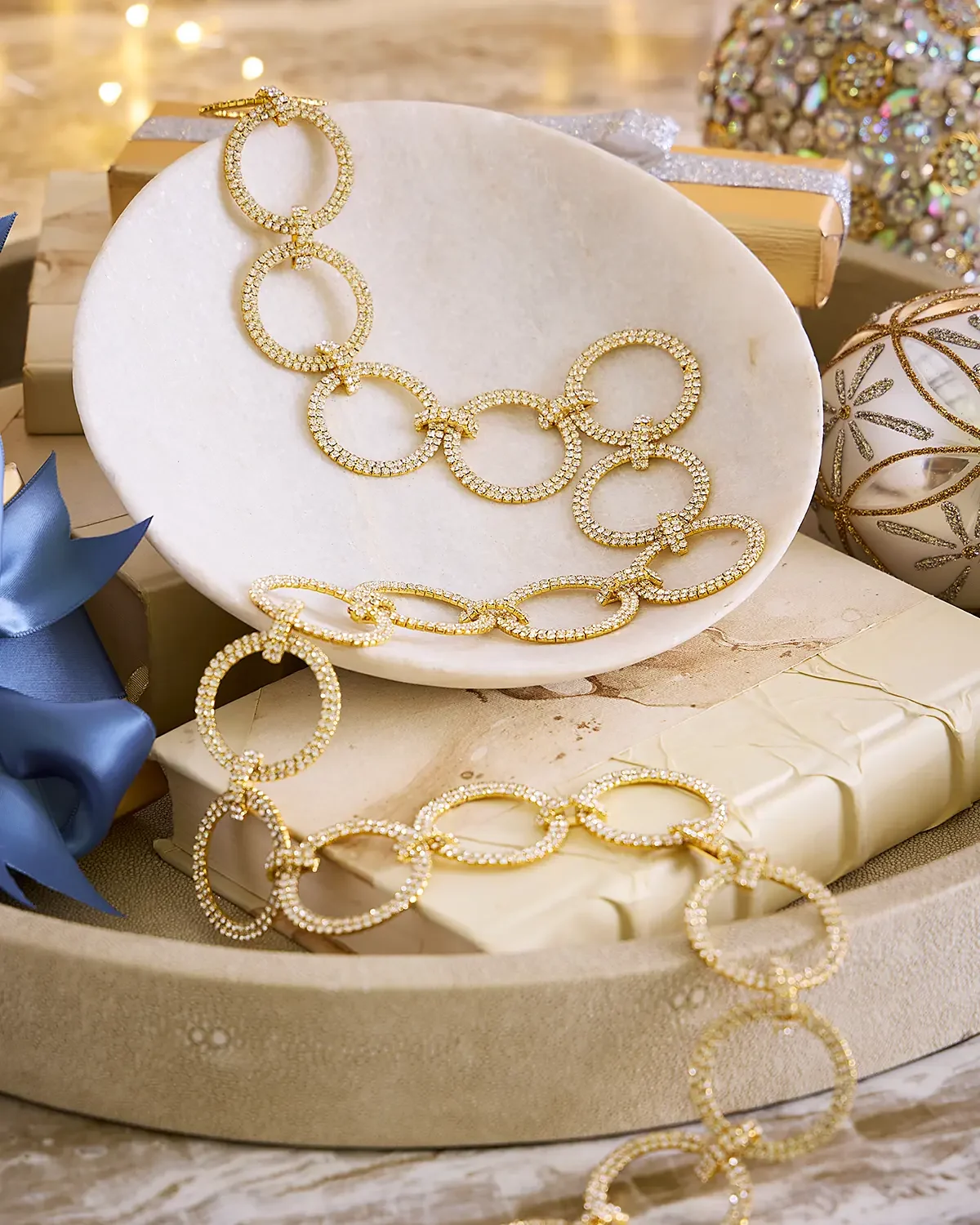 D. Stevens Crystal-Encrusted Circle Garland