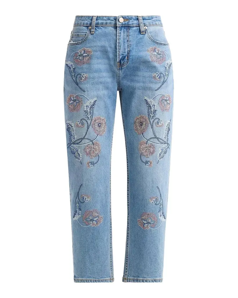 Libertine Montecito Embellished Straight-Leg Boyfriend Crop Jeans