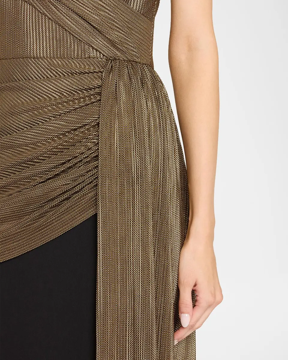 BADGLEY MISCHKA Draped Sweetheart Metallic Lame Column Gown | Thumbnail 5 BADGLEY MISCHKA Draped Sweetheart Metallic Lame Column Gown | Thumbnail 5