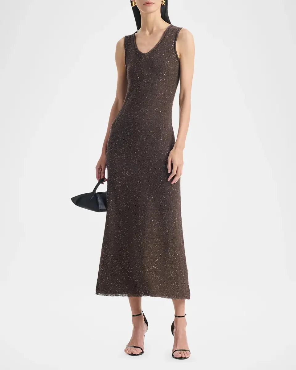Altuzarra Marks V-Neck Shimmering Knit Sleeveless Midi Dress | Thumbnail 2 Altuzarra Marks V-Neck Shimmering Knit Sleeveless Midi Dress | Thumbnail 2
