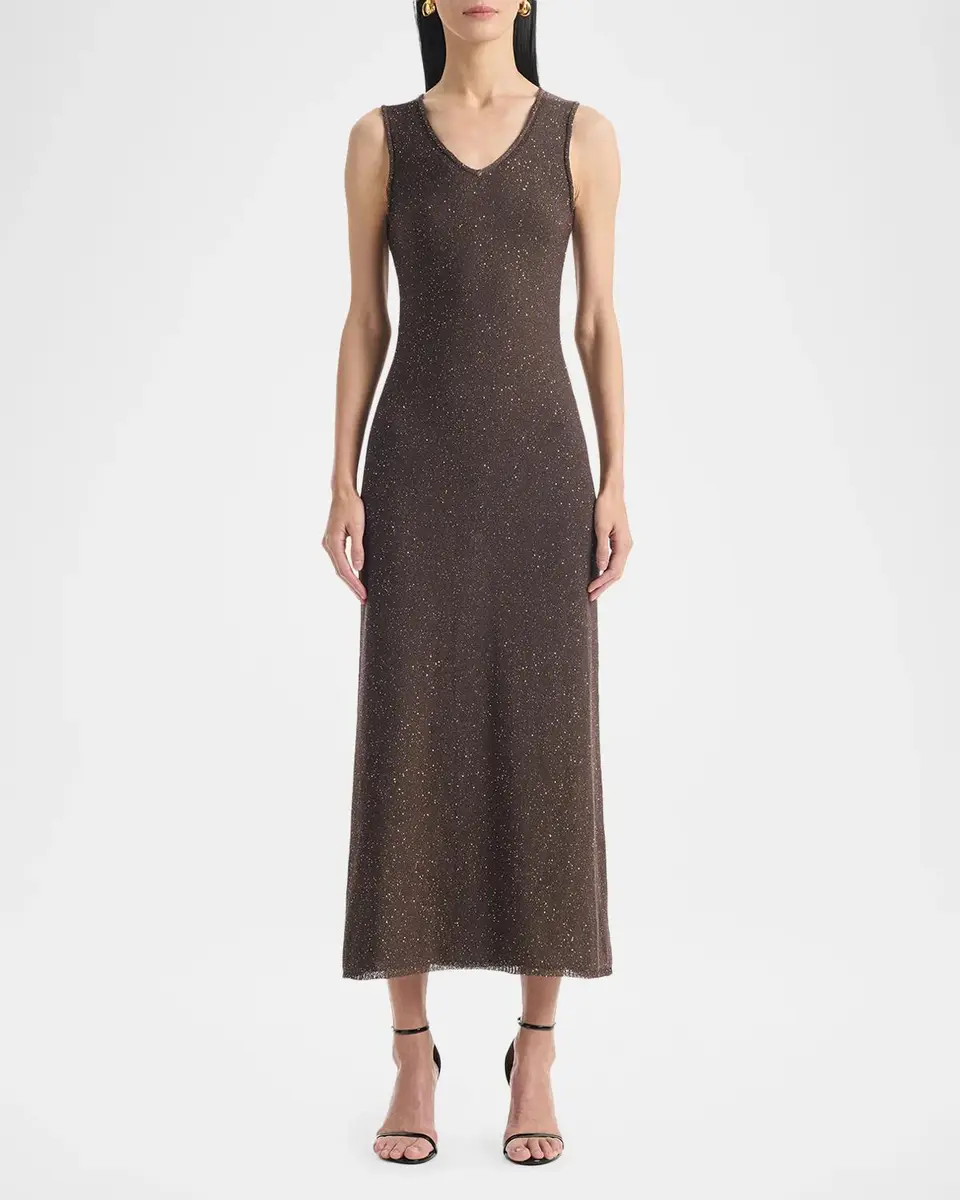 Altuzarra Marks V-Neck Shimmering Knit Sleeveless Midi Dress | Thumbnail 4 Altuzarra Marks V-Neck Shimmering Knit Sleeveless Midi Dress | Thumbnail 4