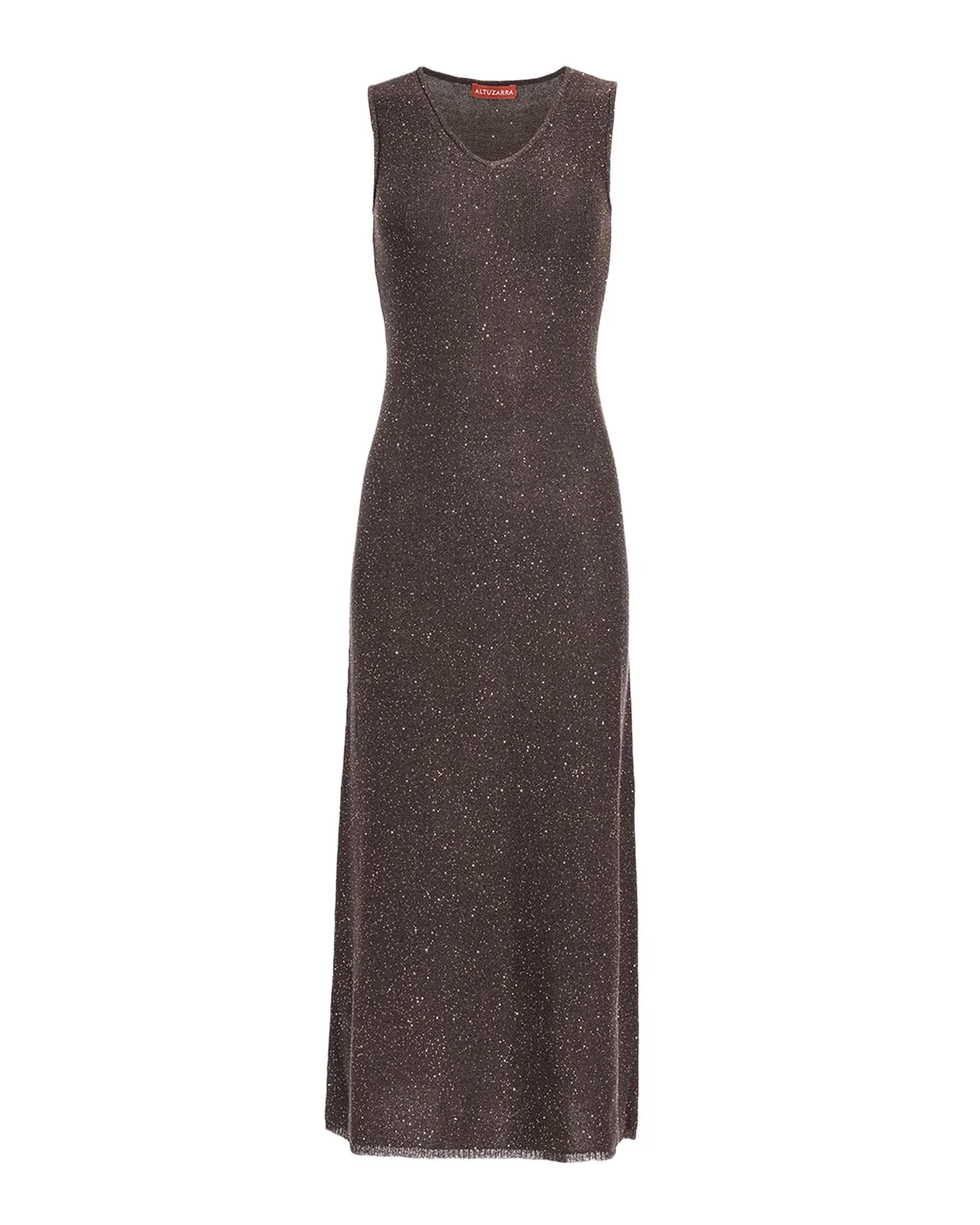 Altuzarra Marks V-Neck Shimmering Knit Sleeveless Midi Dress