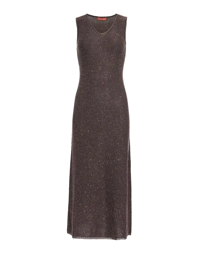 Marks V-Neck Shimmering Knit Sleeveless Midi Dress Marks V-Neck Shimmering Knit Sleeveless Midi Dress