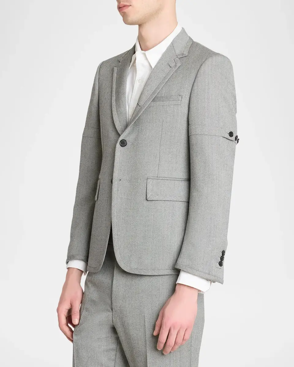 Thom Browne Men's Fit 1 Herringbone Wool Single-Breasted Sport Coat | Thumbnail 4