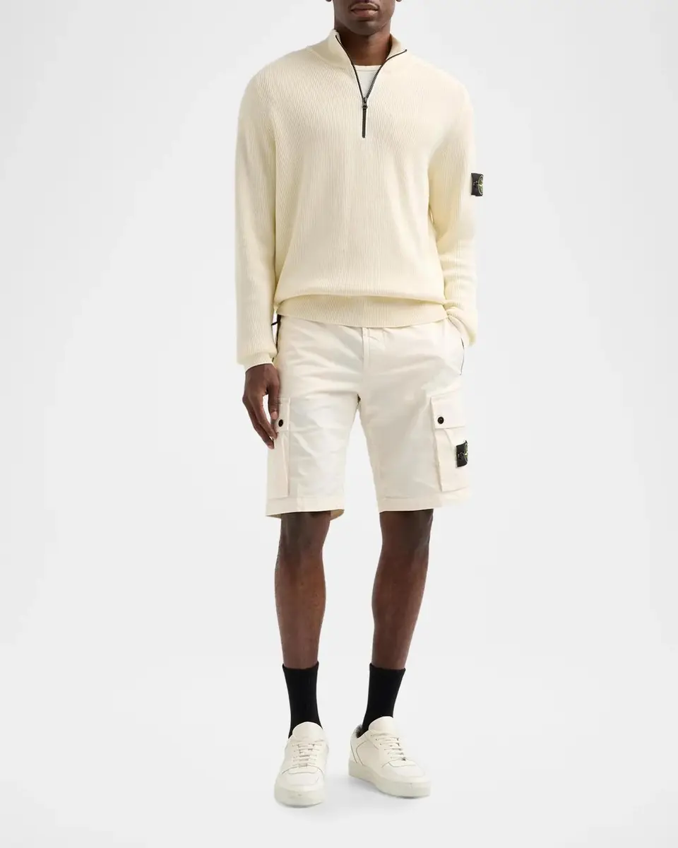 Stone Island Men's Cotton Rib Compass Quarter-Zip Sweater | Thumbnail 2 Stone Island Men's Cotton Rib Compass Quarter-Zip Sweater | Thumbnail 2